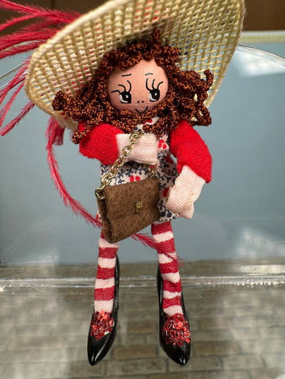 Vintage Artisan Carol Spence Doll With Purse and Hat