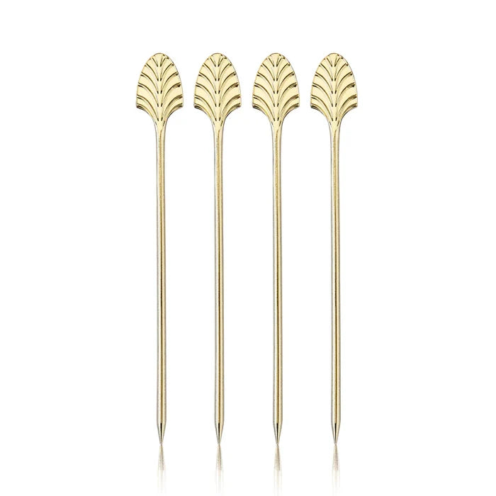 VISKI Art Deco Cocktail Picks in Gold - Set of 4