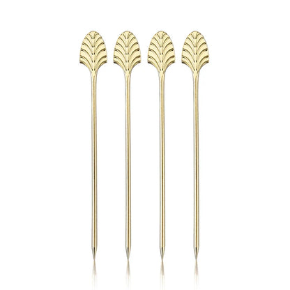 VISKI Art Deco Cocktail Picks in Gold - Set of 4