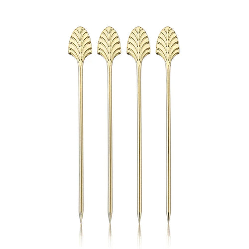 VISKI Art Deco Cocktail Picks in Gold - Set of 4