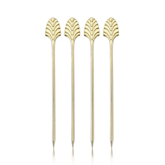 VISKI Art Deco Cocktail Picks in Gold - Set of 4
