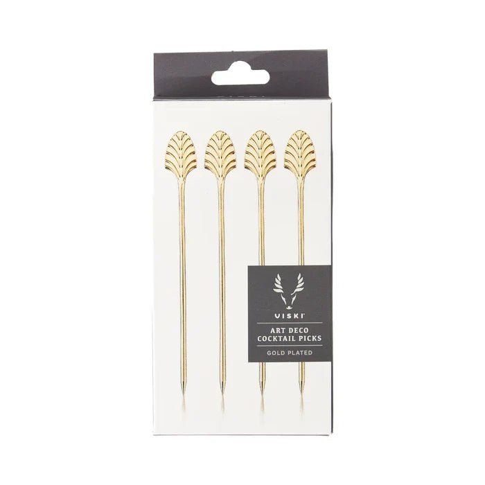 VISKI Art Deco Cocktail Picks in Gold - Set of 4