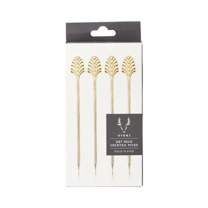 VISKI Art Deco Cocktail Picks in Gold - Set of 4