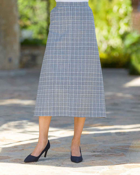 Warkworth Cotton Mix Checked A Line Pull On Skirt - Country Collection