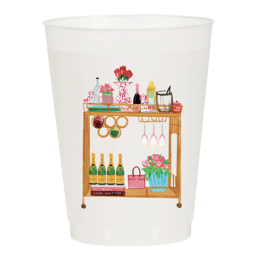 Watercolor Bar Cart Champagne - Set of 10 Reusable Cups