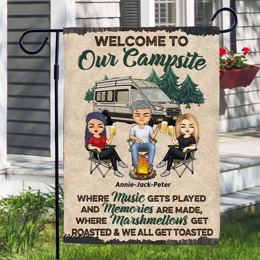 Welcome to Our Campsite Camper - Gift For Camping Friends - Personalized Custom Flag