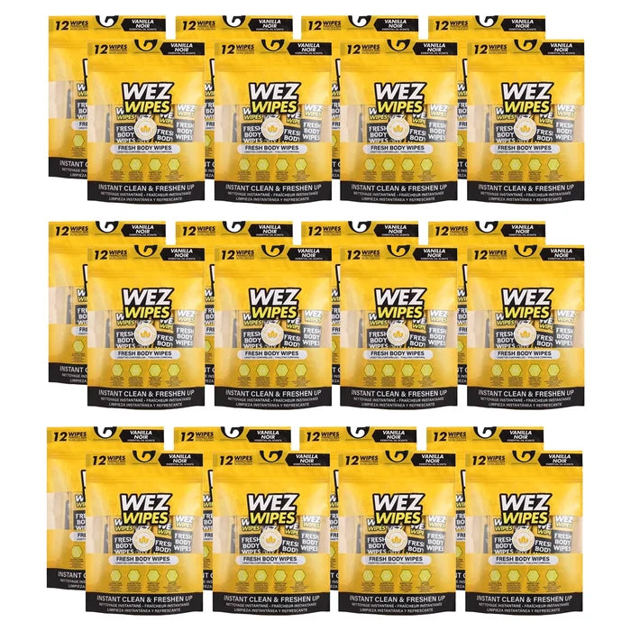 WEZ Wipes Fresh Body Wipes – Vanilla Noir Scented, On-the-Go Hygiene – 12pack