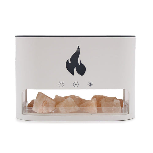 White Blaze Aroma Diffuser - Himalayan Salt Chamber - USB-C - Flame Effect (Salt included) 🇬🇧