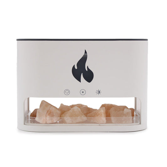 White Blaze Aroma Diffuser - Himalayan Salt Chamber - USB-C - Flame Effect (Salt included) 🇬🇧
