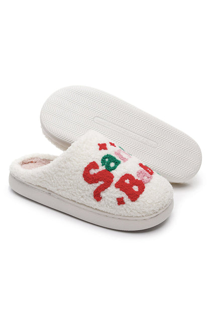 White Plush Santa Baby Christmas Slippers 🇺🇸