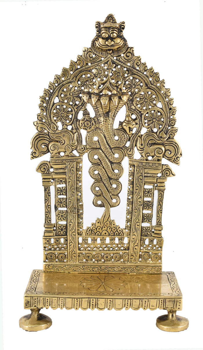 White Whale Antique Elegant Vasuki Pancha Mukhi Sheshnag Singhasan Brass Chowki