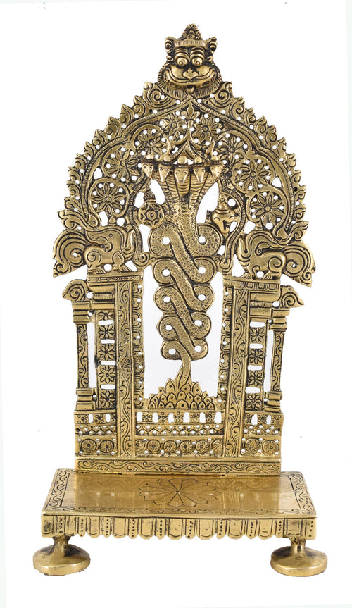 White Whale Antique Elegant Vasuki Pancha Mukhi Sheshnag Singhasan Brass Chowki