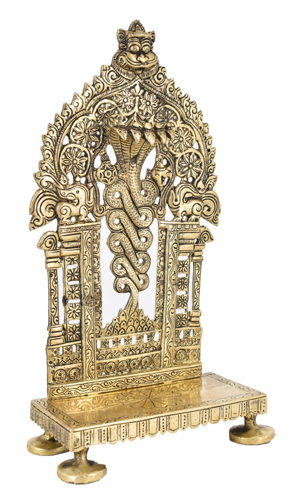 White Whale Antique Elegant Vasuki Pancha Mukhi Sheshnag Singhasan Brass Chowki