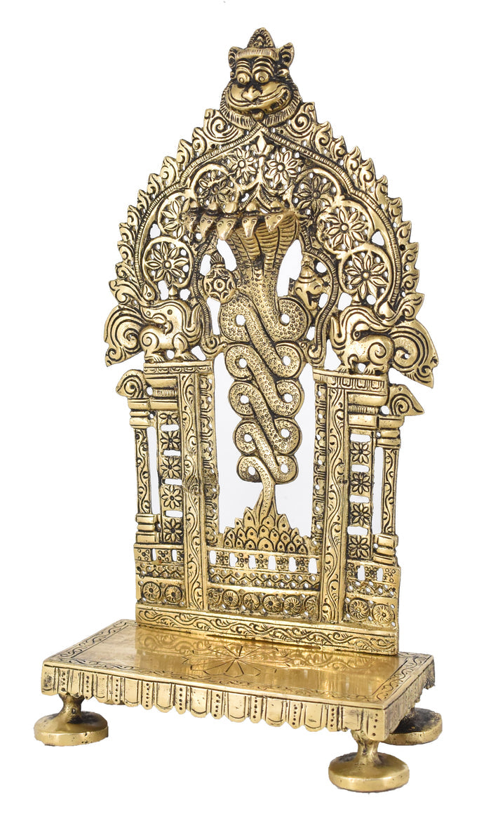 White Whale Antique Elegant Vasuki Pancha Mukhi Sheshnag Singhasan Brass Chowki