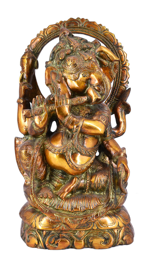 White Whale Antique Lord Ganesh Murti Ganesha Idol Ganpati Brass Statue for Home Decoration Showpiece