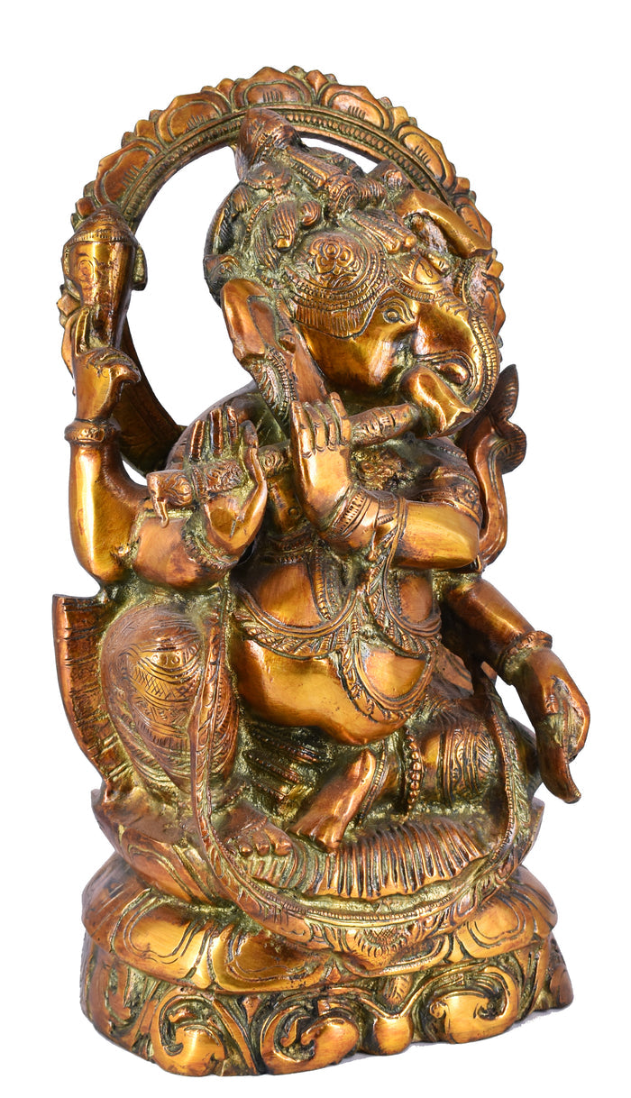 White Whale Antique Lord Ganesh Murti Ganesha Idol Ganpati Brass Statue for Home Decoration Showpiece
