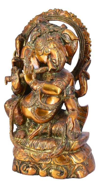 White Whale Antique Lord Ganesh Murti Ganesha Idol Ganpati Brass Statue for Home Decoration Showpiece