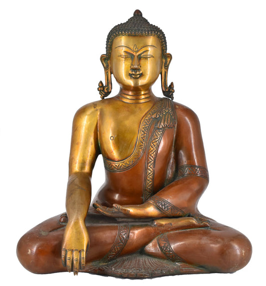 White Whale Brass Buddha Statue Blessing Buddha Sitting Buddhism Buddha/Gautam Buddha Murti for Home Decor Entrance Office Table Living Room Meditation Luck Gift Feng Shui