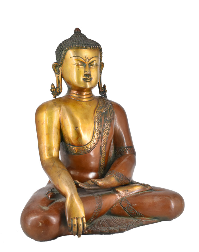 White Whale Brass Buddha Statue Blessing Buddha Sitting Buddhism Buddha/Gautam Buddha Murti for Home Decor Entrance Office Table Living Room Meditation Luck Gift Feng Shui