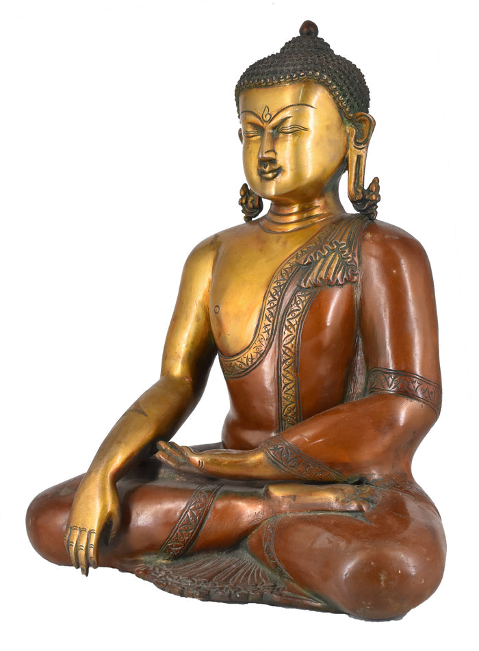 White Whale Brass Buddha Statue Blessing Buddha Sitting Buddhism Buddha/Gautam Buddha Murti for Home Decor Entrance Office Table Living Room Meditation Luck Gift Feng Shui