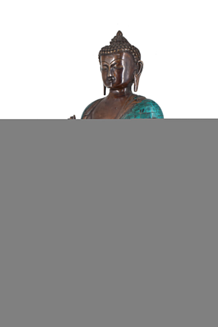 White Whale Brass Buddha Statue Blessing Buddha Sitting Buddhism Buddha/Gautam Buddha Murti for Home Decor Entrance Office Table Living Room Meditation Luck Gift Feng Shui