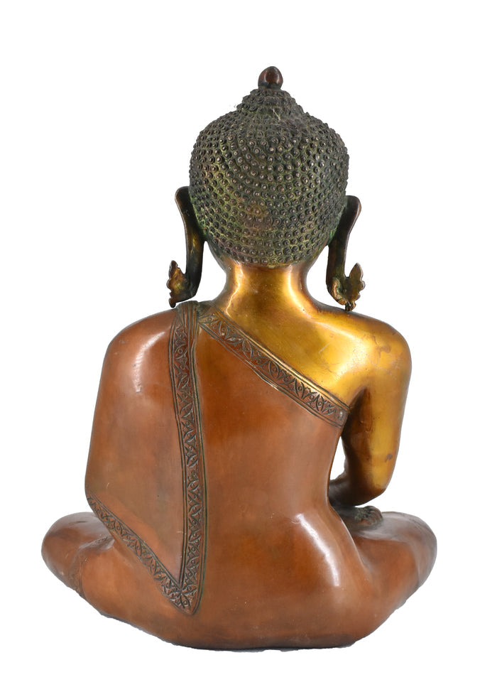 White Whale Brass Buddha Statue Blessing Buddha Sitting Buddhism Buddha/Gautam Buddha Murti for Home Decor Entrance Office Table Living Room Meditation Luck Gift Feng Shui
