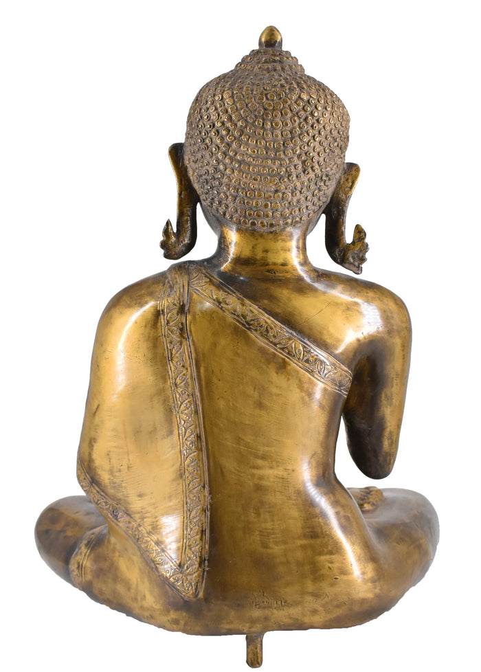 White Whale Brass Buddha Statue Blessing Buddha Sitting Buddhism Buddha/Gautam Buddha Murti for Home Decor Entrance Office Table Living Room Meditation Luck Gift Feng Shui