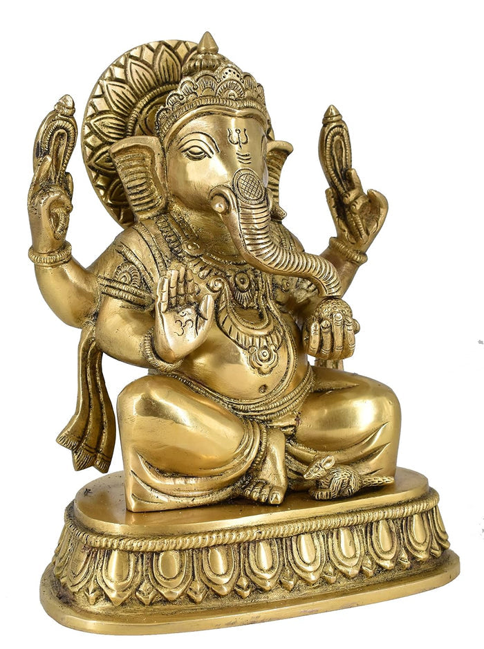 White Whale Brass Decor India Mangalkari Ganesha Statue Home Decor