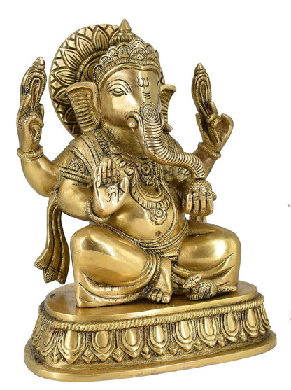 White Whale Brass Decor India Mangalkari Ganesha Statue Home Decor