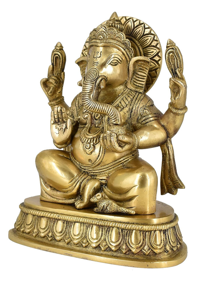 White Whale Brass Decor India Mangalkari Ganesha Statue Home Decor