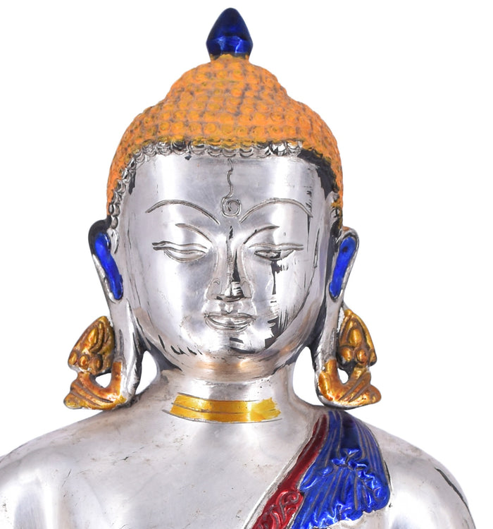 White Whale Brass Earth Touching Brass Buddha Idol for Home Decor Entrance Office Table Living Room Meditation Luck Gift Feng Shui