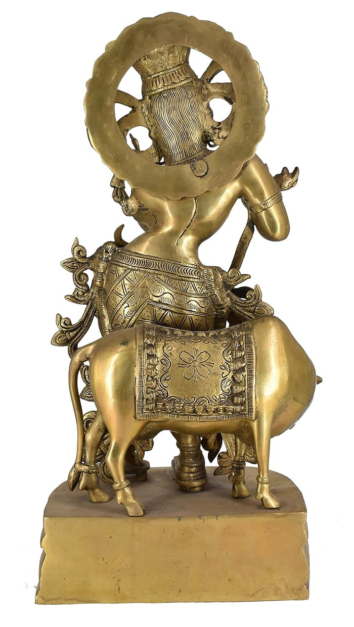 White Whale Brass Hindu God Lord Krishna Bhagwan Lord Krishna Idol Statue Murti