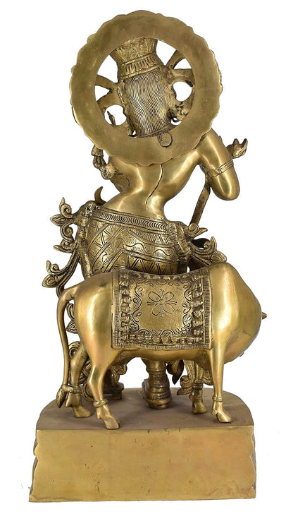 White Whale Brass Hindu God Lord Krishna Bhagwan Lord Krishna Idol Statue Murti