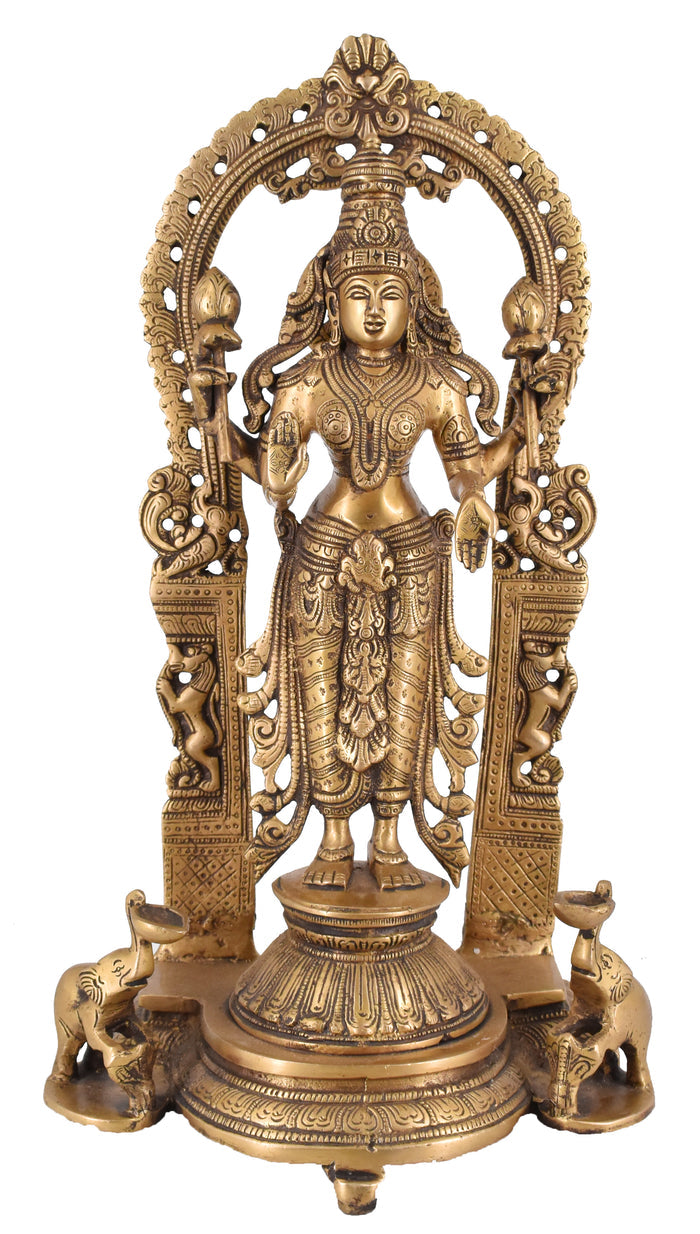White Whale Brass Lakshmi Idol Hindu Goddess Laxmi Idol|Laxmi Statue|Laxmi Brass Idol|Laxmi Lakshmi Murti Home Office Showpiece Decor