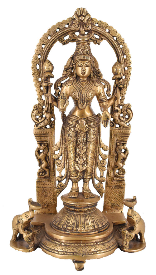 White Whale Brass Lakshmi Idol Hindu Goddess Laxmi Idol|Laxmi Statue|Laxmi Brass Idol|Laxmi Lakshmi Murti Home Office Showpiece Decor