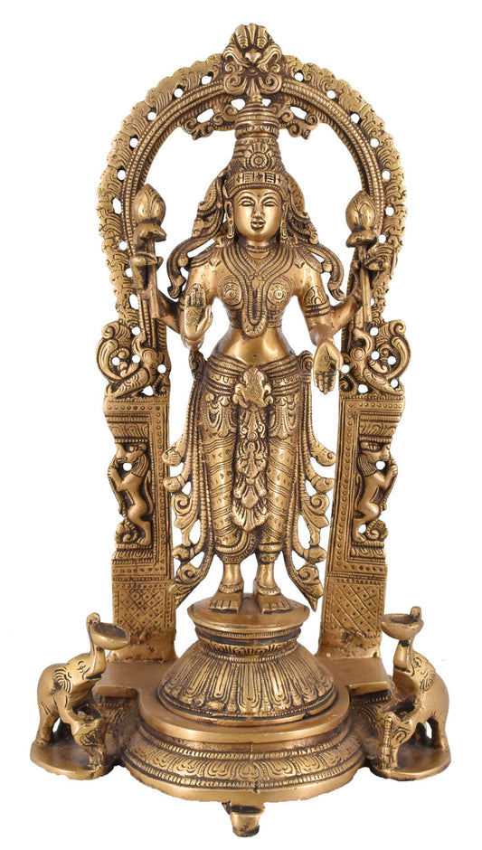 White Whale Brass Lakshmi Idol Hindu Goddess Laxmi Idol|Laxmi Statue|Laxmi Brass Idol|Laxmi Lakshmi Murti Home Office Showpiece Decor