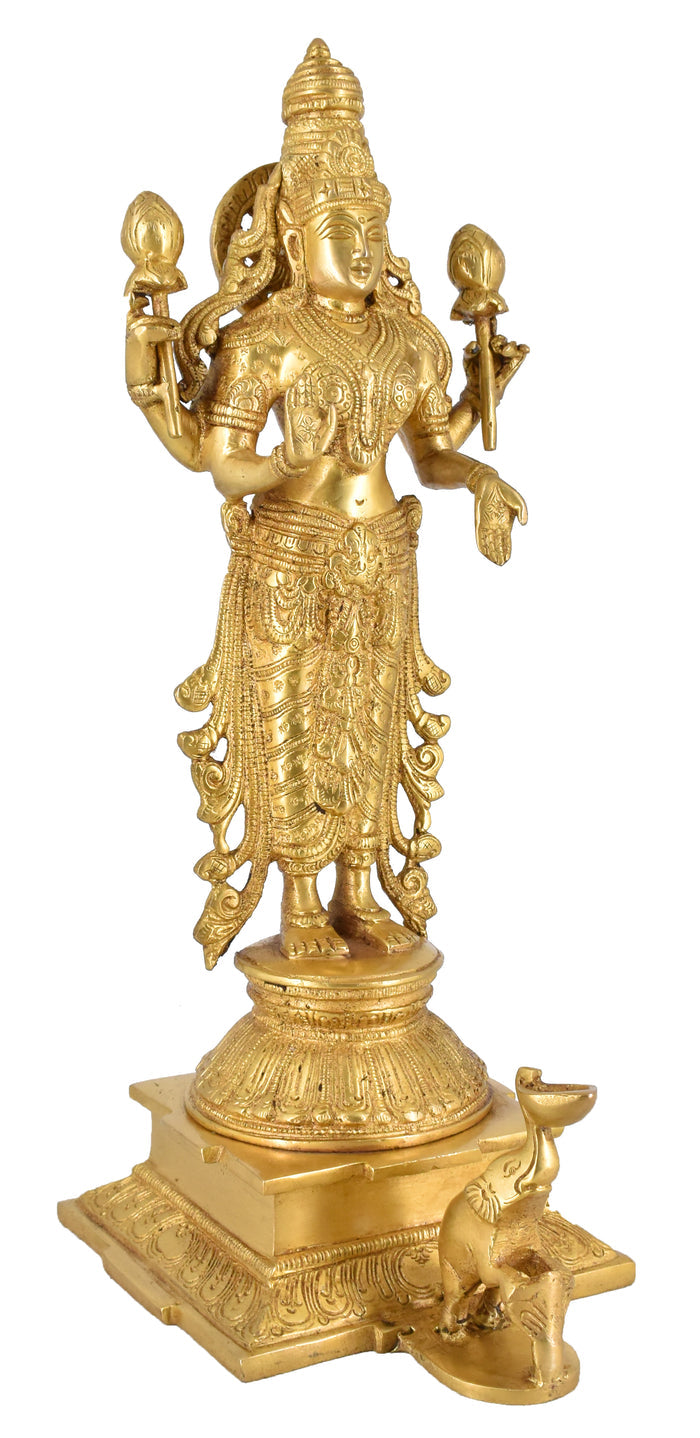 White Whale Brass Lakshmi Idol Hindu Goddess Laxmi Idol|Laxmi Statue|Laxmi Brass Idol|Laxmi Lakshmi Murti Home Office Showpiece Decor