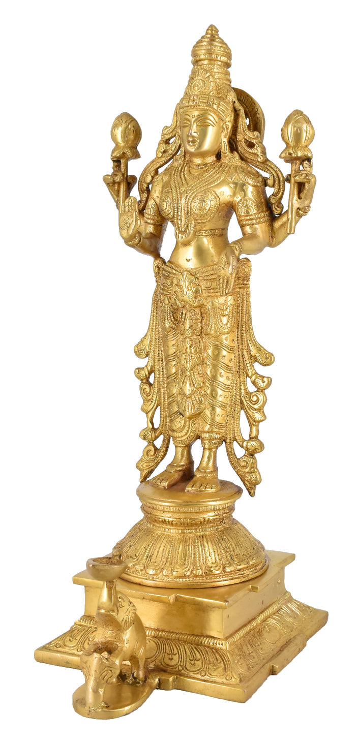 White Whale Brass Lakshmi Idol Hindu Goddess Laxmi Idol|Laxmi Statue|Laxmi Brass Idol|Laxmi Lakshmi Murti Home Office Showpiece Decor