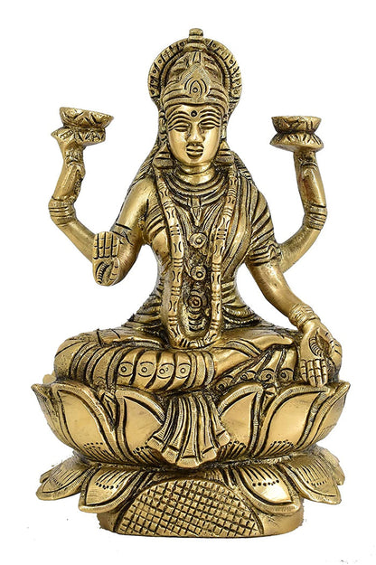 White Whale Brass Lakshmi Idol Hindu Lakshmi Goddess Statue Home Office Showpiece Décor