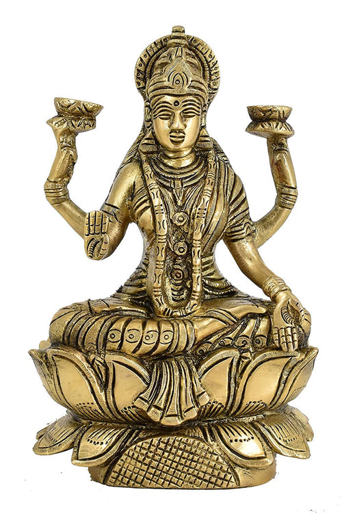 White Whale Brass Lakshmi Idol Hindu Lakshmi Goddess Statue Home Office Showpiece Décor