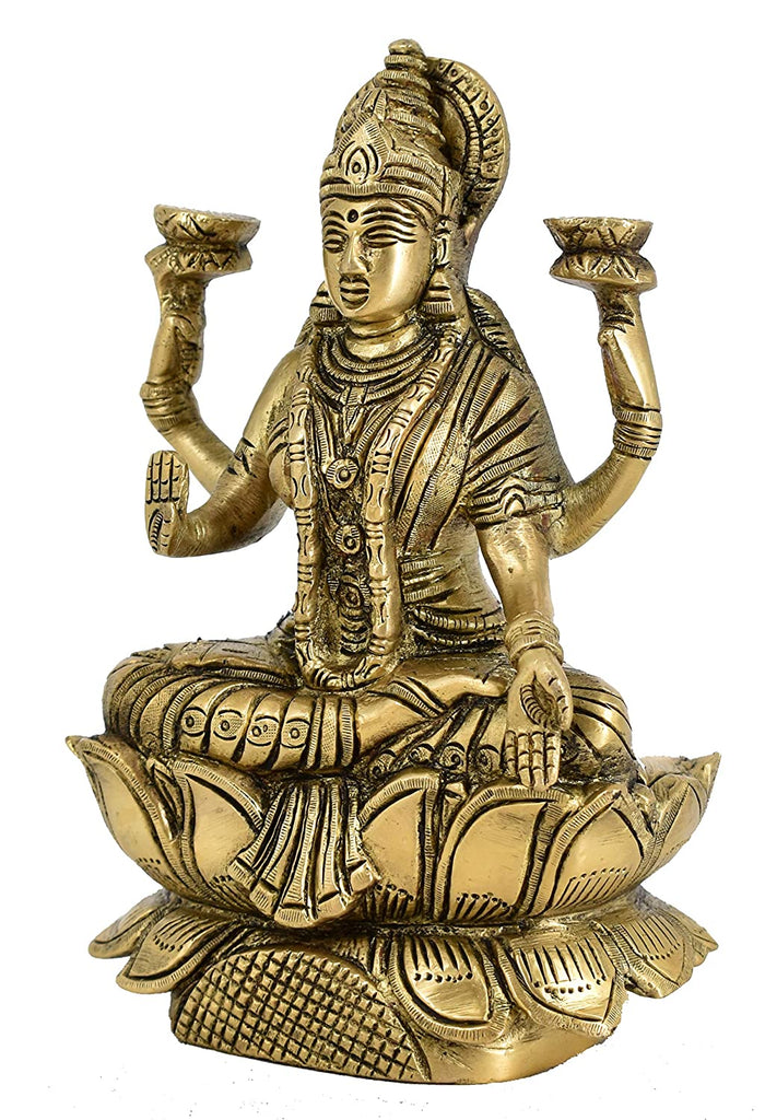 White Whale Brass Lakshmi Idol Hindu Lakshmi Goddess Statue Home Office Showpiece Décor