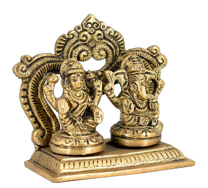 White Whale Brass Laxmi Ganesh Set Idol Showpiece - Brass Gold Finish Lakshmi Ganesha Idols Statue for Diwali Gifts Puja Home Decor Figurine