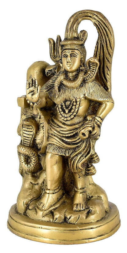 White Whale Brass Lord Shiva with Shiv ling Statue Idol Home Decor Figurine