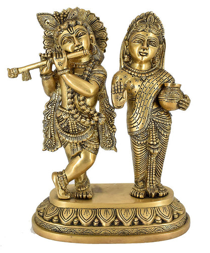 White Whale Brass Radha Krishna Idol Statue Home Decor Figurine
