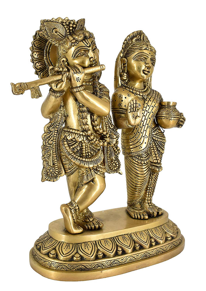 White Whale Brass Radha Krishna Idol Statue Home Decor Figurine