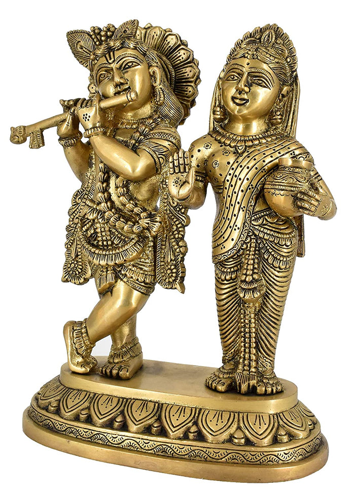 White Whale Brass Radha Krishna Idol Statue Home Decor Figurine