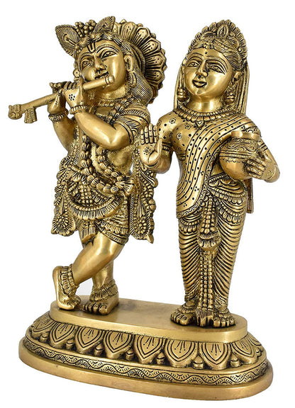 White Whale Brass Radha Krishna Idol Statue Home Decor Figurine