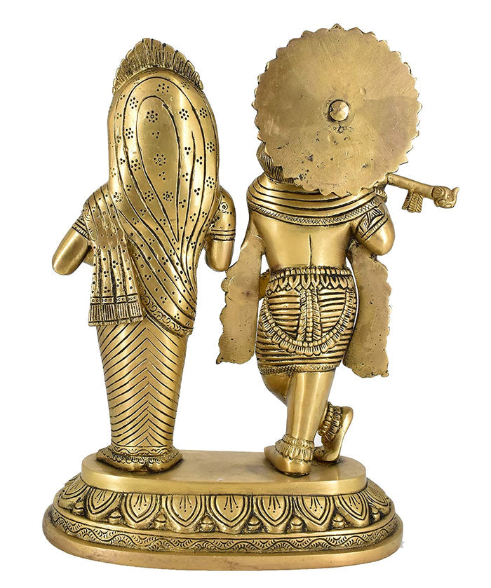 White Whale Brass Radha Krishna Idol Statue Home Decor Figurine