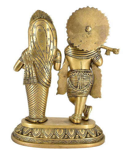White Whale Brass Radha Krishna Idol Statue Home Decor Figurine