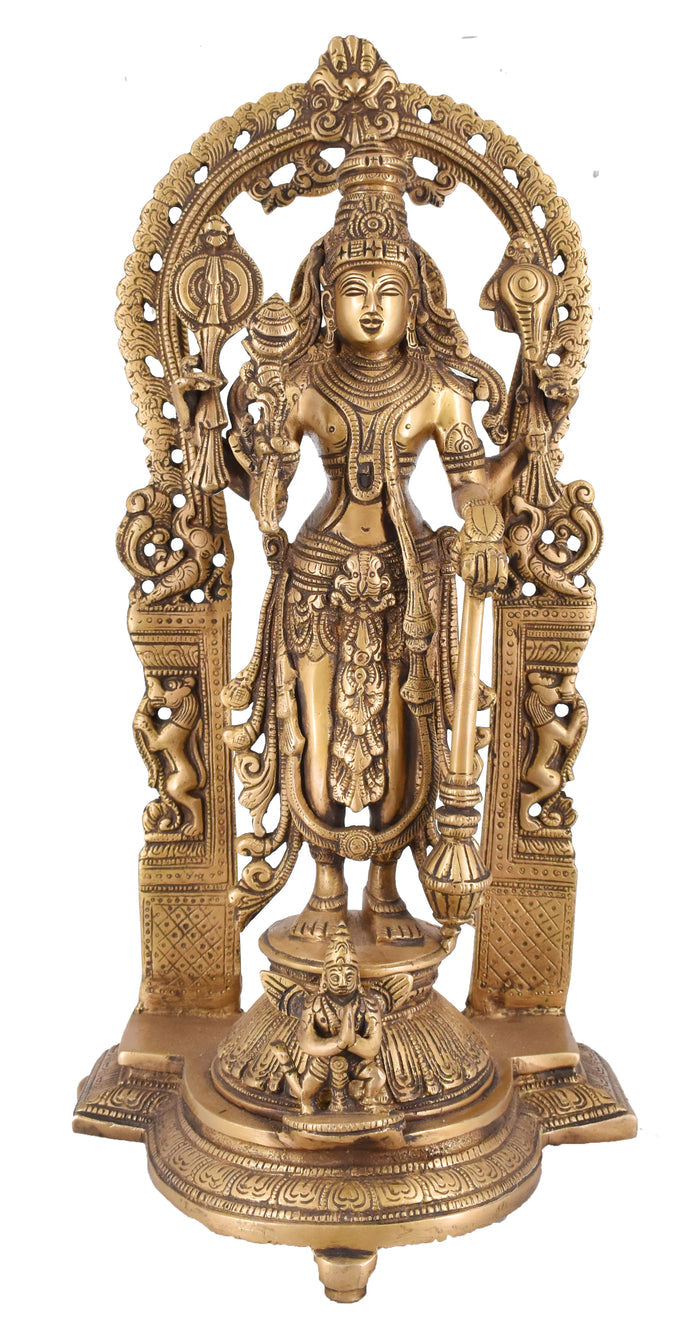 White Whale Brass Statue Hindu Bhagwan Idol Venkatesh Statue Narayan Lord Vishnu Idol Statue Vishnu Ji Standing Murti for Home Temple Office Pooja